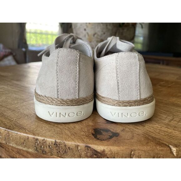 Vince Woman’s Espadrille Sneaker Beige Genuine Suede Lace Up Size 6M - Picture 4 of 10